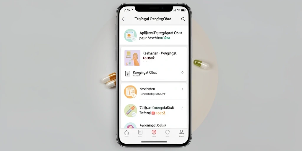 Tampilan antarmuka aplikasi 77RP untuk pengingat obat yang efektif.