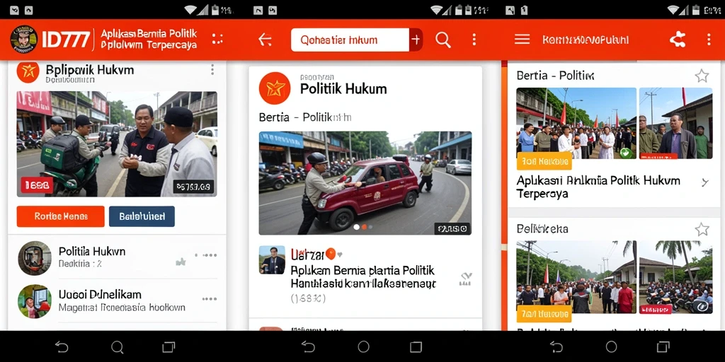 Antarmuka ID777 dengan fitur berita Politik Hukum yang informatif
