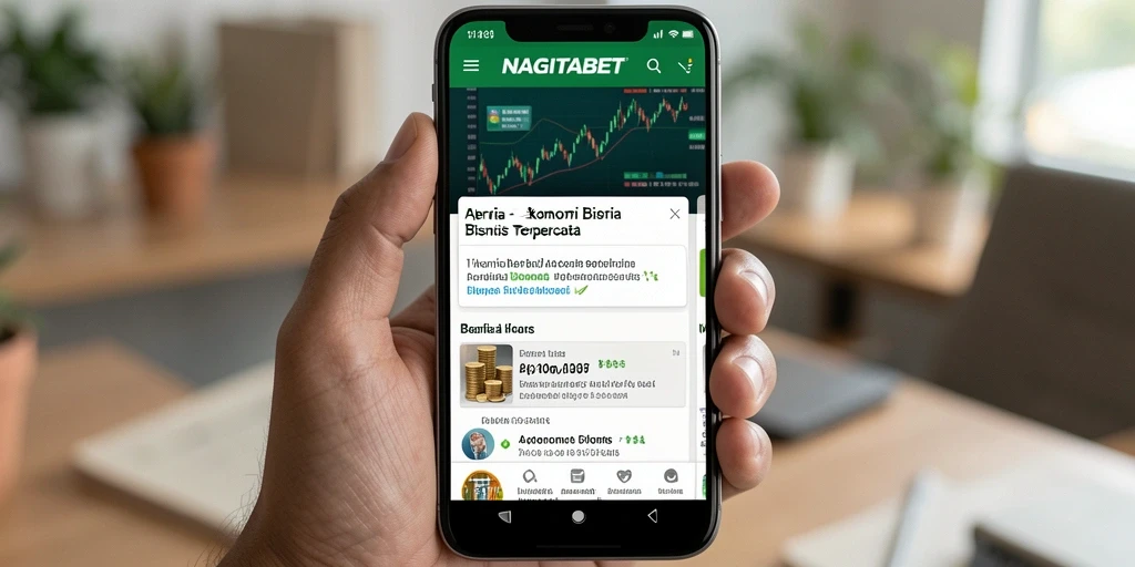 Tampilan antarmuka aplikasi NAGITABET dengan berita Ekonomi Bisnis.