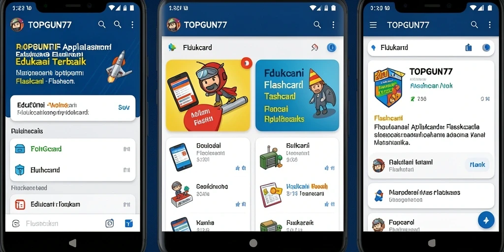 Screenshot utama TOPGUN77 menampilkan antarmuka aplikasi Flashcard yang user-friendly.